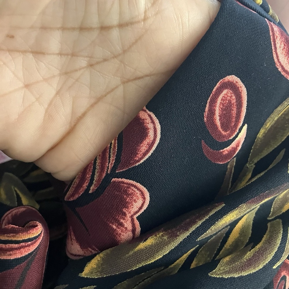 Ann Taylor Floral Print Wide Leg Pants Womens Size 0 Cropped Black Pink Pockets - Picture 7 of 11